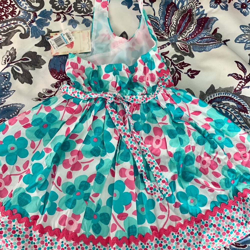 👗👗NWT- Girls Floral Polka Dot Halter Dress - Picture 6 of 7